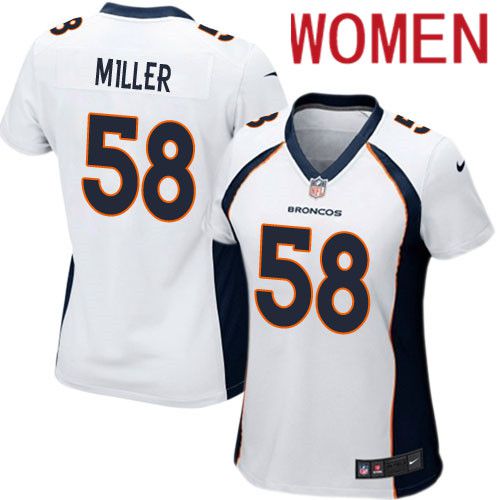 Women Denver Broncos #58 Von Miller Nike White Game Player NFL Jersey->women nfl jersey->Women Jersey